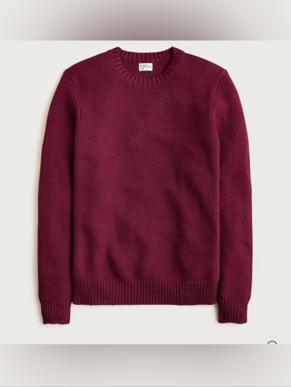 J crew ivory Basket-stitch cotton crewneck sweater Burgundy Wine CQ168 L large